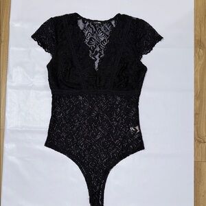 Fashion Nova Black Lace Bodysuit